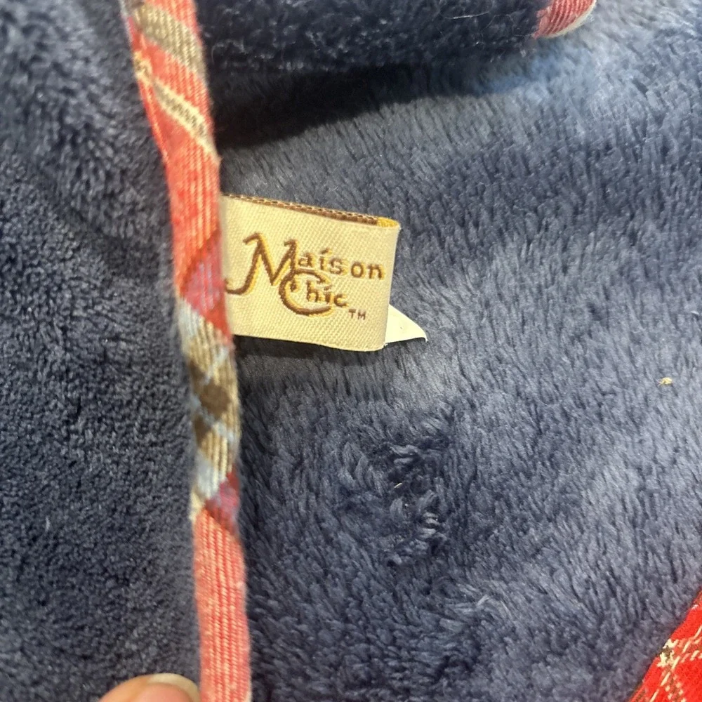 Maison Chic Puppy Dog Baby Blanket Baby Blue 28x30 Lovey Plaid Red Navy Dark‎